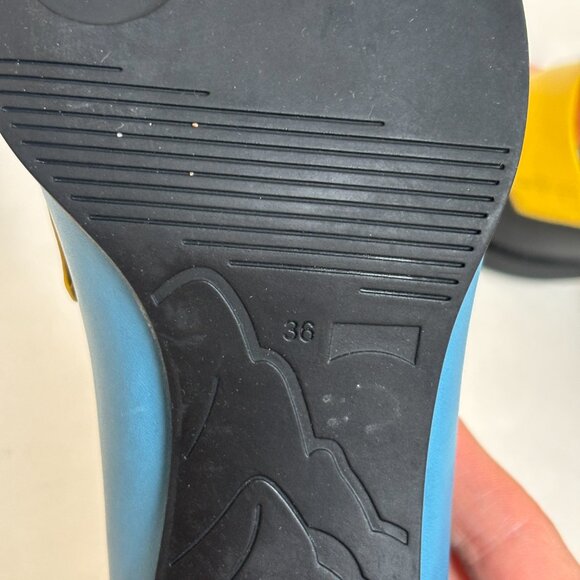 Camper Loafers Colorblock Twins Black Pink Blue Yellow Block Heel 36 6 Leather - Picture 11 of 11